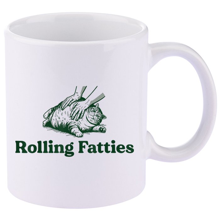 Rolling Fatties Cat 11oz C Handle Ceramic Mug