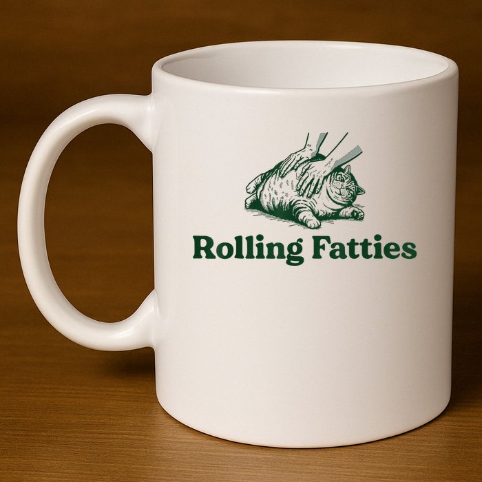 Rolling Fatties Cat 11oz C Handle Ceramic Mug
