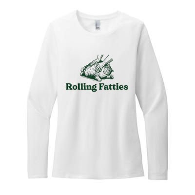 Rolling Fatties Cat Womens CVC Long Sleeve Shirt