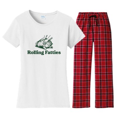 Rolling Fatties Cat Women's Flannel Pajama Set