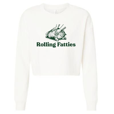 Rolling Fatties Cat Cropped Pullover Crew