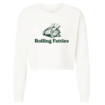 Rolling Fatties Cat Cropped Pullover Crew