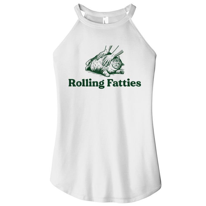 Rolling Fatties Cat Women's Perfect Tri Rocker Tank