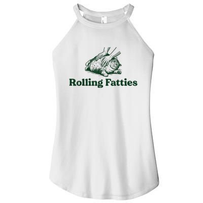 Rolling Fatties Cat Women's Perfect Tri Rocker Tank