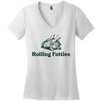 Rolling Fatties Cat Women's V-Neck T-Shirt