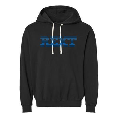 Rekt Funny Crypto Down Bad Parody Garment-Dyed Fleece Hoodie