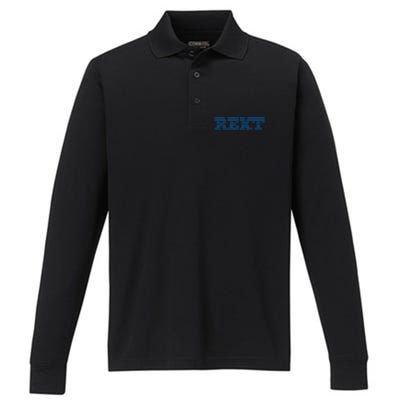 Rekt Funny Crypto Down Bad Parody Performance Long Sleeve Polo