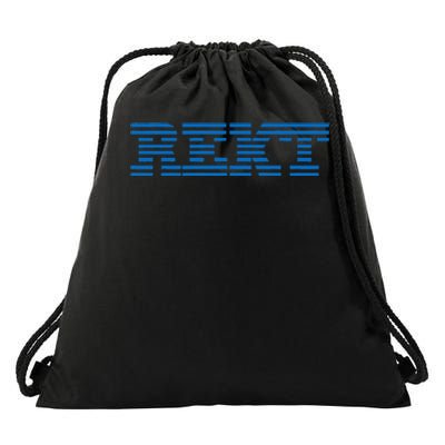 Rekt Funny Crypto Down Bad Parody Drawstring Bag