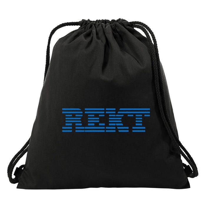 Rekt Funny Crypto Down Bad Parody Drawstring Bag