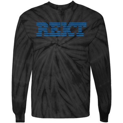 Rekt Funny Crypto Down Bad Parody Tie-Dye Long Sleeve Shirt