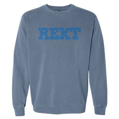 Rekt Funny Crypto Down Bad Parody Garment-Dyed Sweatshirt