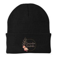 Retro Floral Curriculum Coordinator Instructional Assistant Knit Cap Winter Beanie