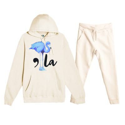 Retro Flamingo Chucks And Pearls Comma La Kamala Harris 2024 Premium Hooded Sweatsuit Set