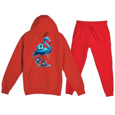 Retro Flamingo Chucks And Pearls Comma La Kamala Harris 2024 Premium Hooded Sweatsuit Set