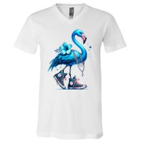 Retro Flamingo Chucks And Pearls Comma La Kamala Harris 2024 V-Neck T-Shirt