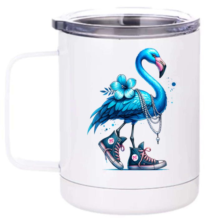 Retro Flamingo Chucks And Pearls Comma La Kamala Harris 2024 12 oz Stainless Steel Tumbler Cup