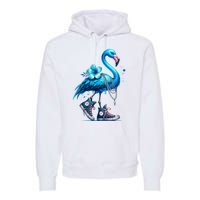 Retro Flamingo Chucks And Pearls Comma La Kamala Harris 2024 Premium Hoodie