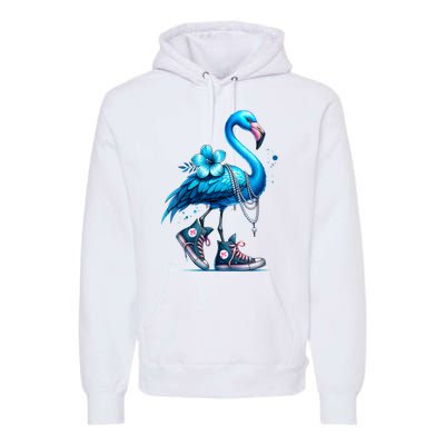 Retro Flamingo Chucks And Pearls Comma La Kamala Harris 2024 Premium Hoodie