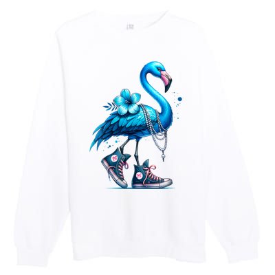 Retro Flamingo Chucks And Pearls Comma La Kamala Harris 2024 Premium Crewneck Sweatshirt