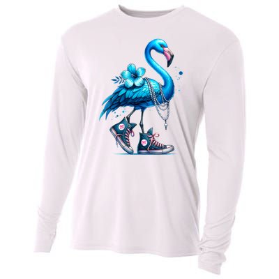 Retro Flamingo Chucks And Pearls Comma La Kamala Harris 2024 Cooling Performance Long Sleeve Crew