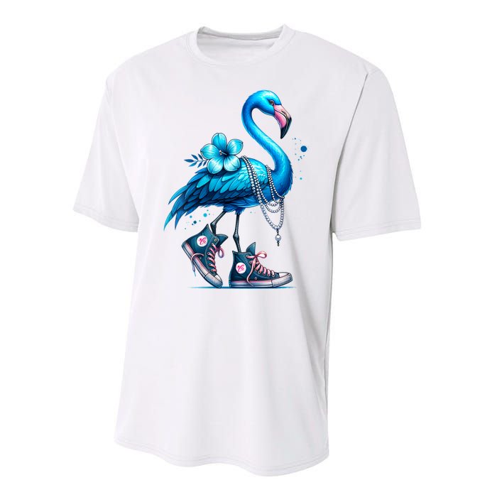 Retro Flamingo Chucks And Pearls Comma La Kamala Harris 2024 Performance Sprint T-Shirt