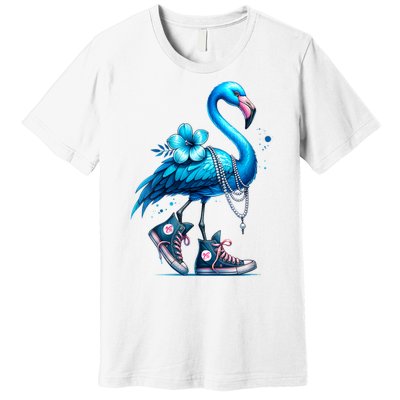 Retro Flamingo Chucks And Pearls Comma La Kamala Harris 2024 Premium T-Shirt