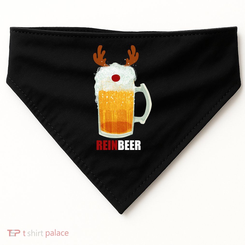 Reinbeer Funny Christmas Holiday Beer Lover USA-Made Doggie Bandana