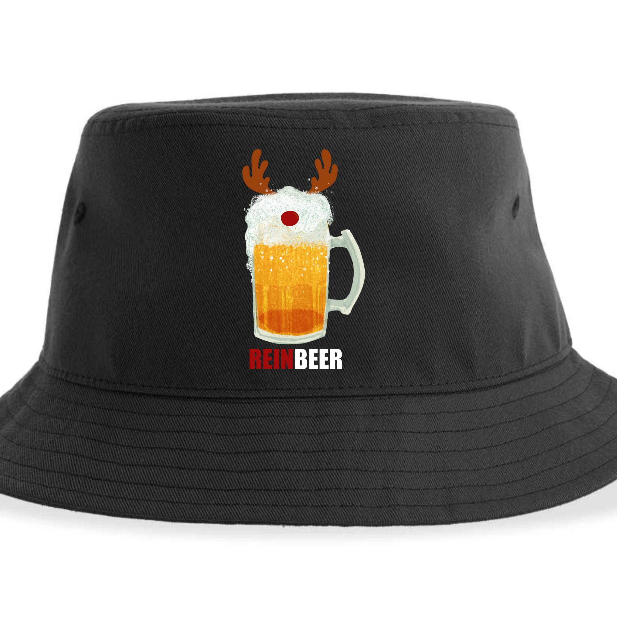 Reinbeer Funny Christmas Holiday Beer Lover Sustainable Bucket Hat