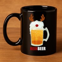 Reinbeer Funny Christmas Holiday Beer Lover 11oz C Handle Ceramic Mug