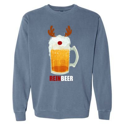 Reinbeer Funny Christmas Holiday Beer Lover Garment-Dyed Sweatshirt