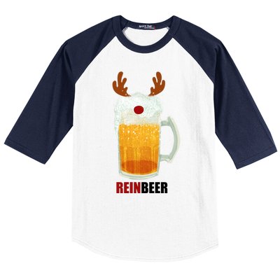 Reinbeer Funny Christmas Holiday Beer Lover Baseball Sleeve Shirt