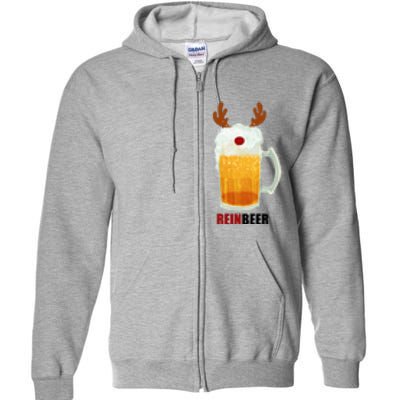 Reinbeer Funny Christmas Holiday Beer Lover Full Zip Hoodie