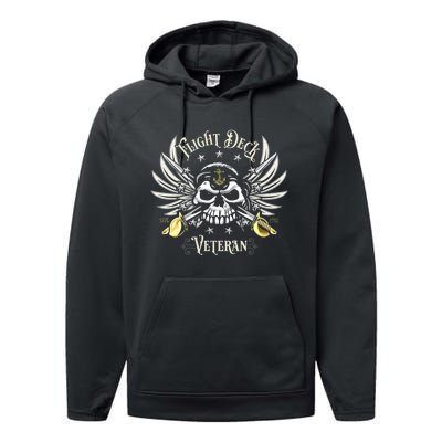 Retro Flight Deck Veteran Skull Naval Aviation Performance Fleece Hoodie