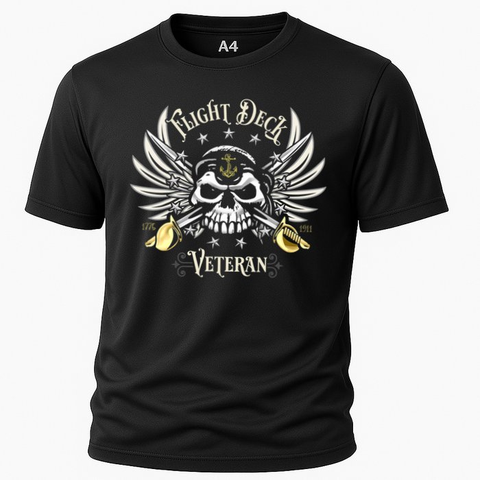 Retro Flight Deck Veteran Skull Naval Aviation Cooling Performance Crew T-Shirt