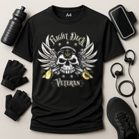Retro Flight Deck Veteran Skull Naval Aviation Cooling Performance Crew T-Shirt