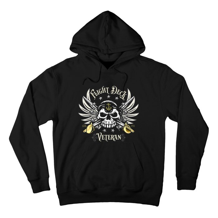 Retro Flight Deck Veteran Skull Naval Aviation Hoodie