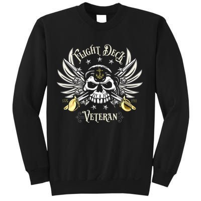 Retro Flight Deck Veteran Skull Naval Aviation Sweatshirt