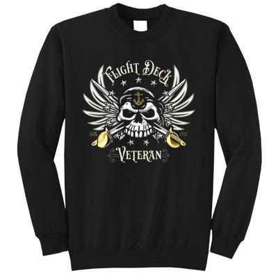 Retro Flight Deck Veteran Skull Naval Aviation Sweatshirt