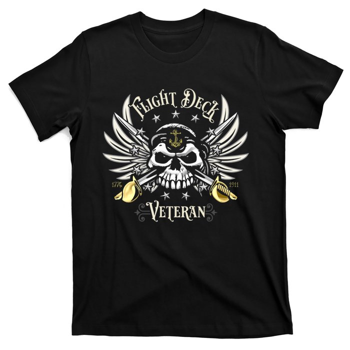 Retro Flight Deck Veteran Skull Naval Aviation T-Shirt