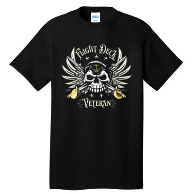 Retro Flight Deck Veteran Skull Naval Aviation Tall T-Shirt