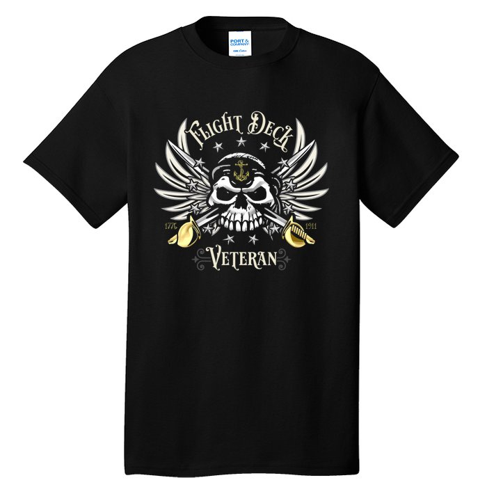 Retro Flight Deck Veteran Skull Naval Aviation Tall T-Shirt