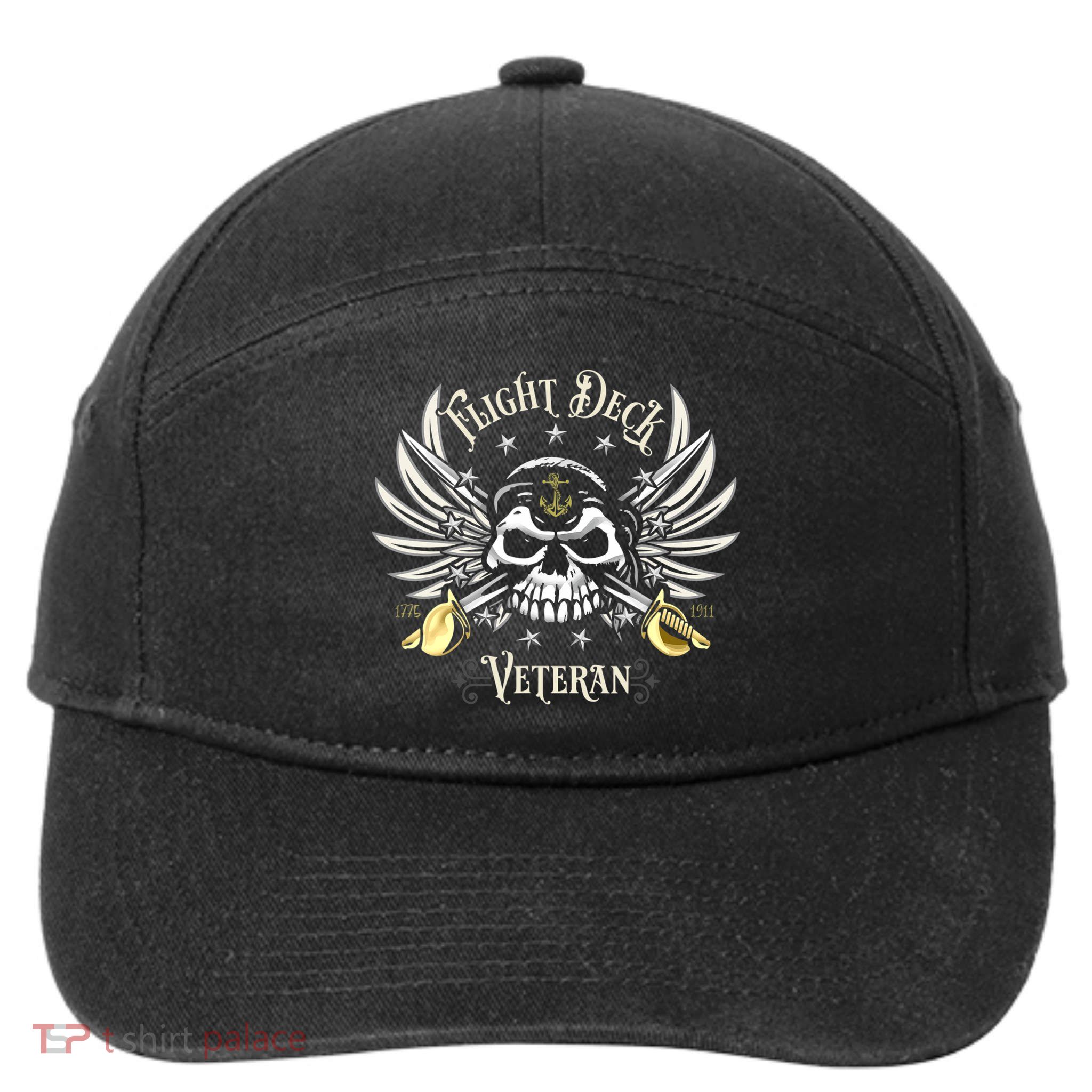 Retro Flight Deck Veteran Skull Naval Aviation 7-Panel Snapback Hat