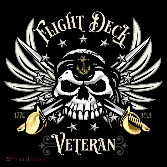 Retro Flight Deck Veteran Skull Naval Aviation 7-Panel Snapback Hat