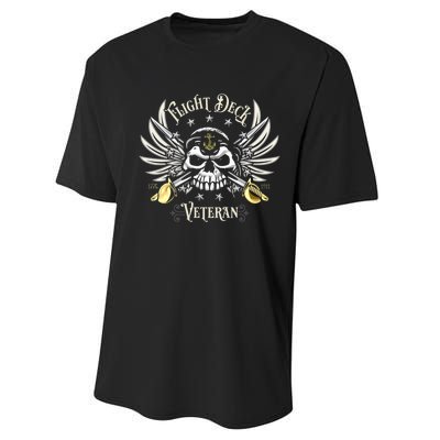 Retro Flight Deck Veteran Skull Naval Aviation Performance Sprint T-Shirt