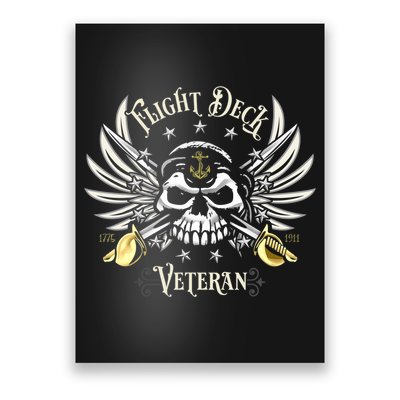 Retro Flight Deck Veteran Skull Naval Aviation Poster
