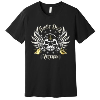 Retro Flight Deck Veteran Skull Naval Aviation Premium T-Shirt