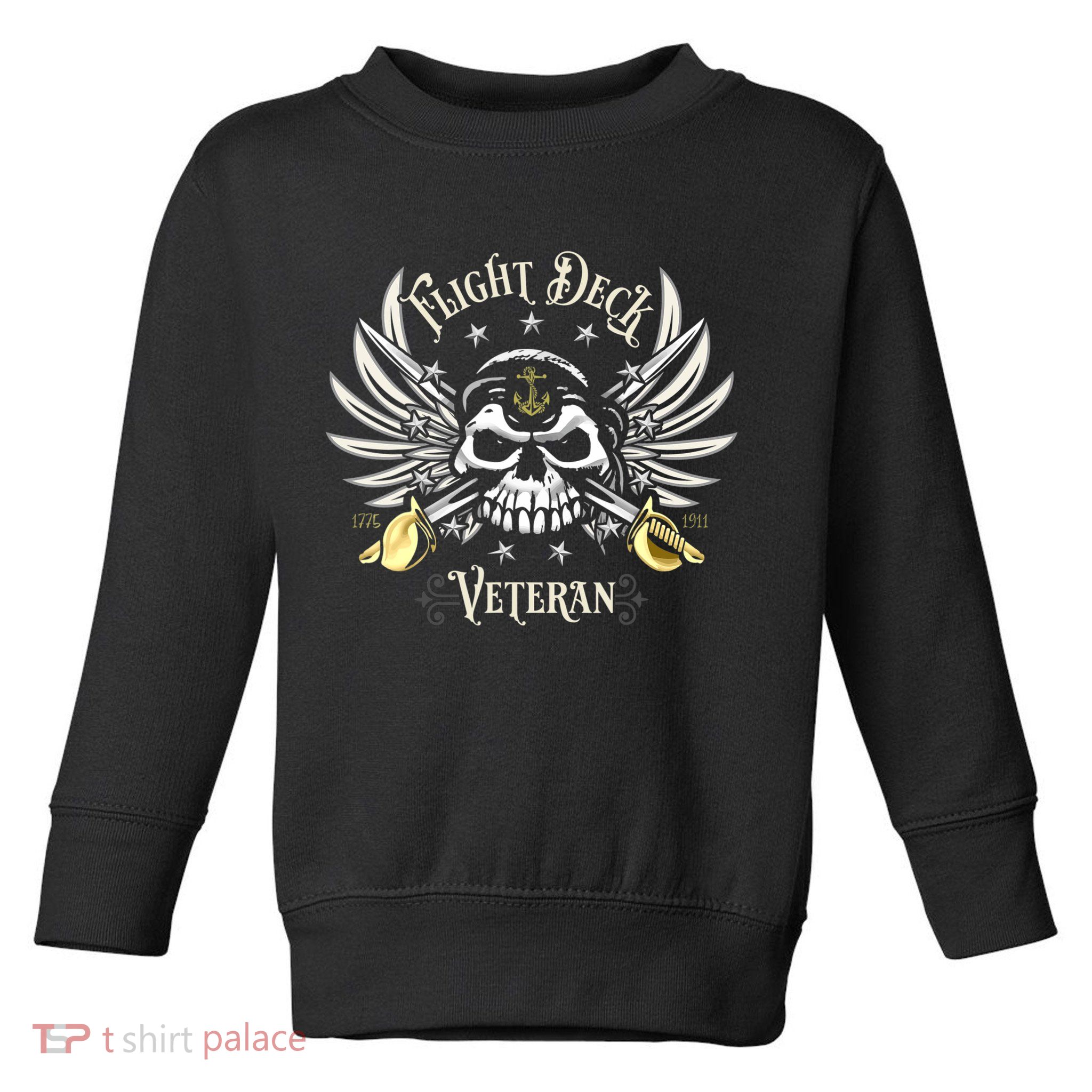 Retro Flight Deck Veteran Skull Naval Aviation Toddler Sweatshirt
