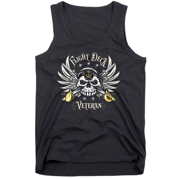 Retro Flight Deck Veteran Skull Naval Aviation Tank Top