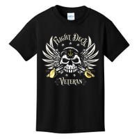 Retro Flight Deck Veteran Skull Naval Aviation Kids T-Shirt