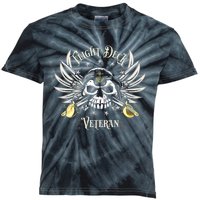 Retro Flight Deck Veteran Skull Naval Aviation Kids Tie-Dye T-Shirt